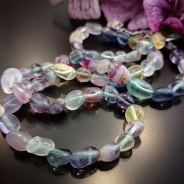 Florit Taşı Amorf Doğal Taş Dizi Kolye