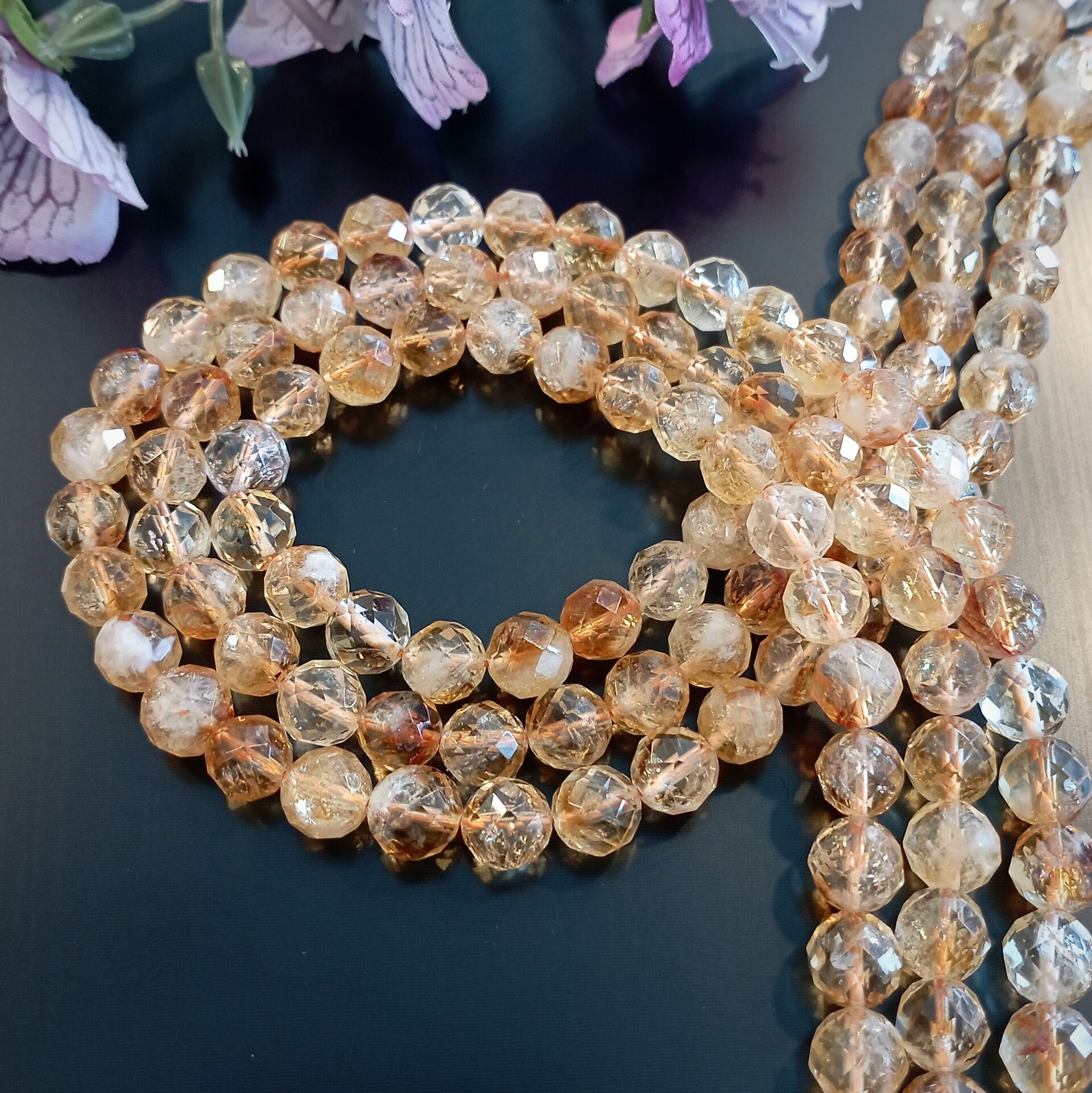 Özel Faset Kesim Sitrin Doğal Taş Dizi