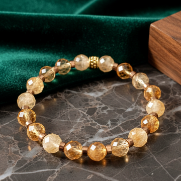 Özel Faset Kesim Sitrin ve Hematit Tasarım Doğal Taş Bileklik