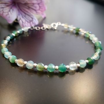 Yeşil Akik Tasarım Gümüş Bileklik