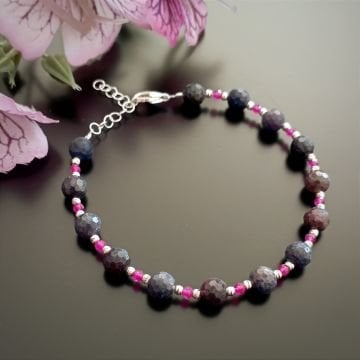 Safir ve Yakut Tasarım Gümüş Bileklik