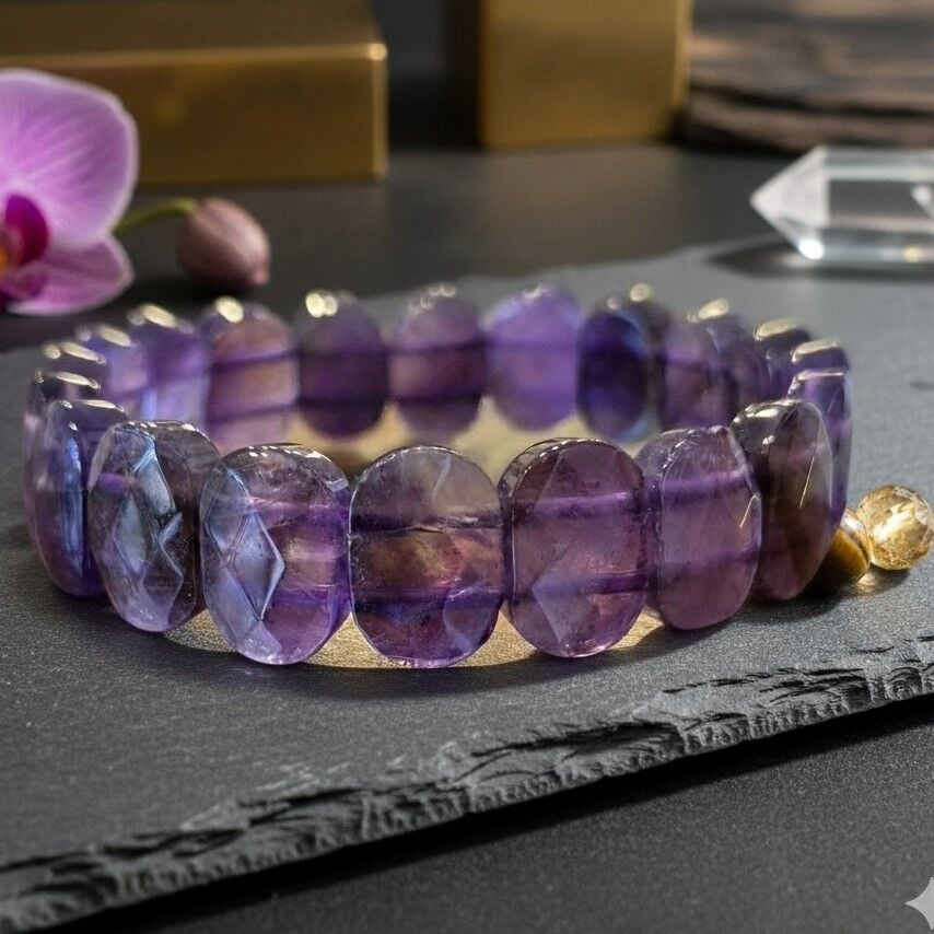 Özel Kesim Ametist  Pozitif Enerji Doğal Taş Bileklik