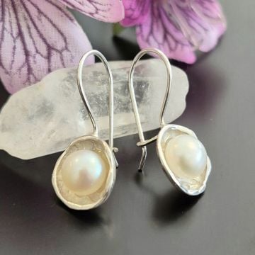 Tasarım Zarif İnci Gümüş Küpe