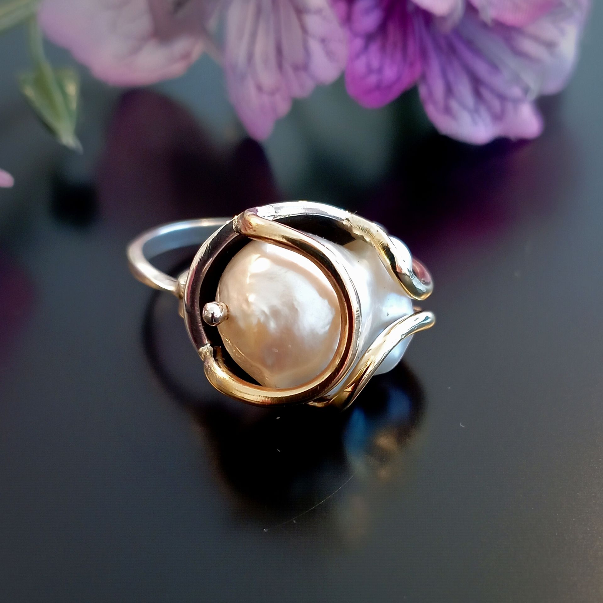 Barok İnci Gümüş Yüzük