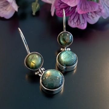 Labradorit Tasarım Gümüş Küpe