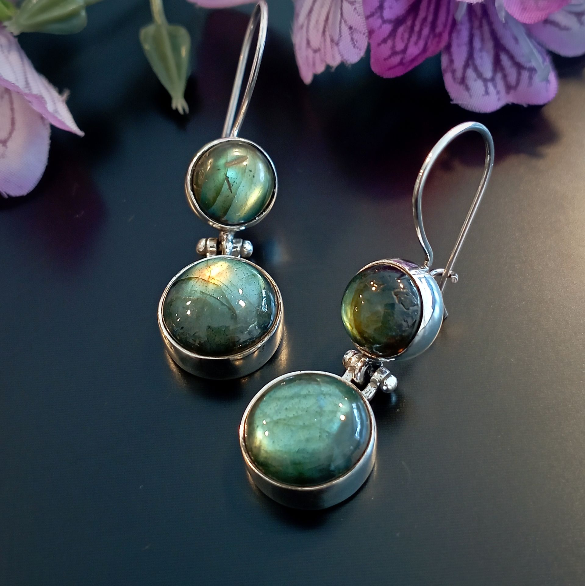 Labradorit Tasarım Gümüş Küpe