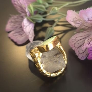 Limon Krizopras Taşı Tasarım Gümüş Yüzük