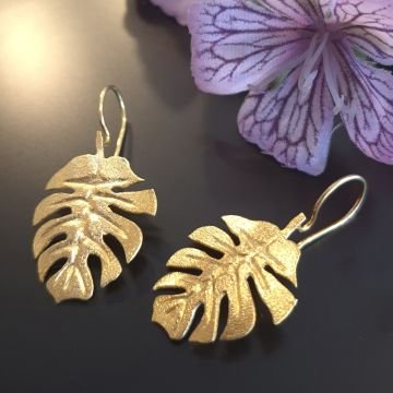 Yaprak Tasarım Gümüş Küpe