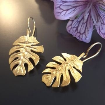 Yaprak Tasarım Gümüş Küpe