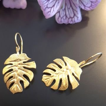 Yaprak Tasarım Gümüş Küpe