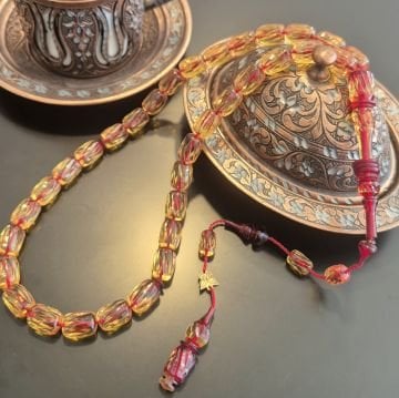 Kalem İşçilikli Usta İşi Oyma İmame Sistemli Kapsül Kesim 33 lük Ateş Tesbih