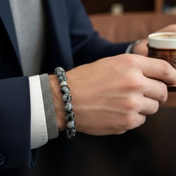Karlı Obsidyen Doğal Taş Bileklik - Denge ve Sakinlik Enerjisi