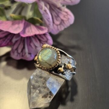 Labradorit Taşlı Tasarım Gümüş Yüzük