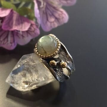 Labradorit Taşlı Tasarım Gümüş Yüzük