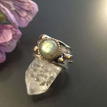 Labradorit Taşlı Tasarım Gümüş Yüzük