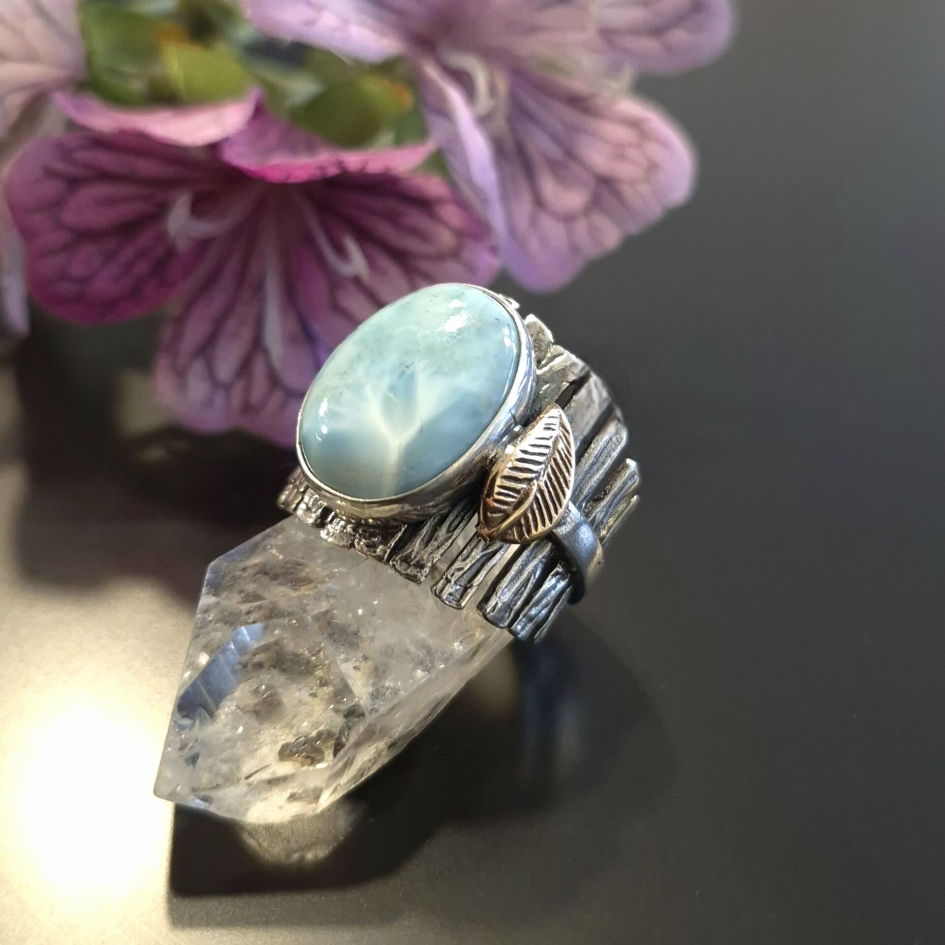 Larimar (Yunus Taşı) Tasarım Gümüş Yüzük