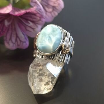 Larimar (Yunus Taşı) Tasarım Gümüş Yüzük