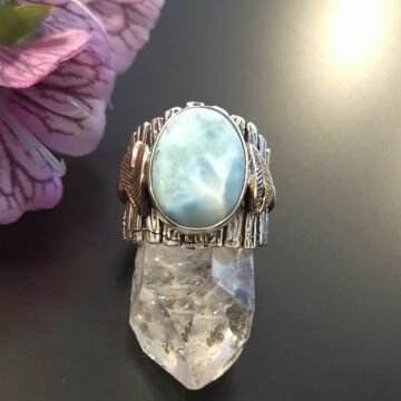 Larimar (Yunus Taşı) Tasarım Gümüş Yüzük