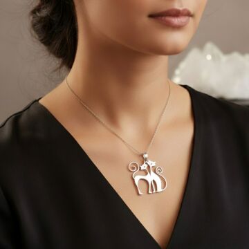 Aşık Kediler Gümüş Kolye