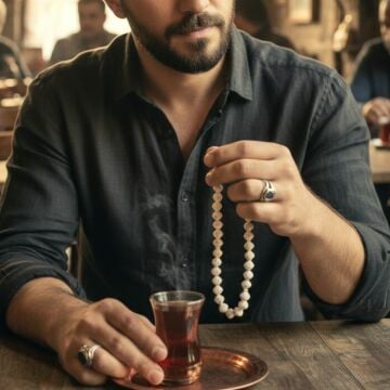 Oyma işlemeli  Habbe İstanbul Kesim 33’lük Deve Kemiği Tesbih