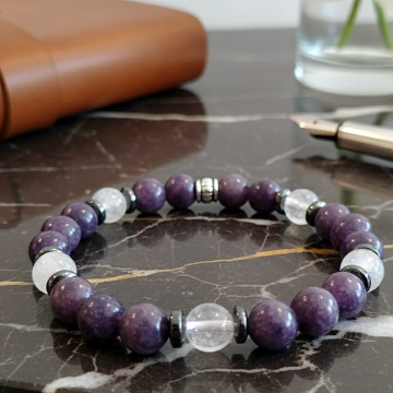 Lepidolit, Kuvars ve Hematit Doğal Taş Bileklik