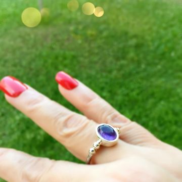 Ametist Taşı Tasarım Gümüş Yüzük