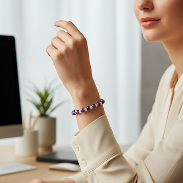 Ametist ve Aytaşı Gümüş Bileklik