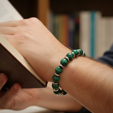 Malahit ve Hematit Tasarım Doğal Taş Bileklik