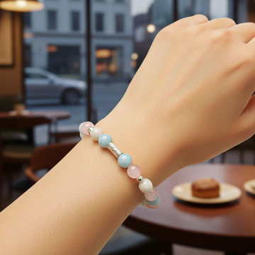 Akuamarin, Pembe Kuvars ve Aytaşı Doğaltaş Bileklik