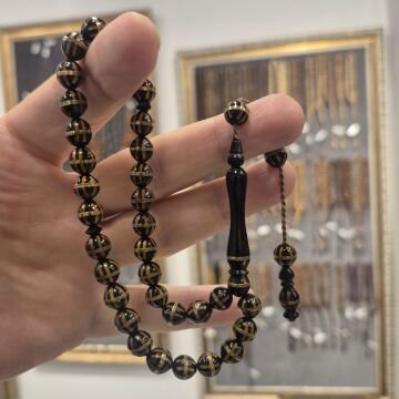 Küre Kesim Pirinç İşlemeli Kuka 33 lü Tesbih