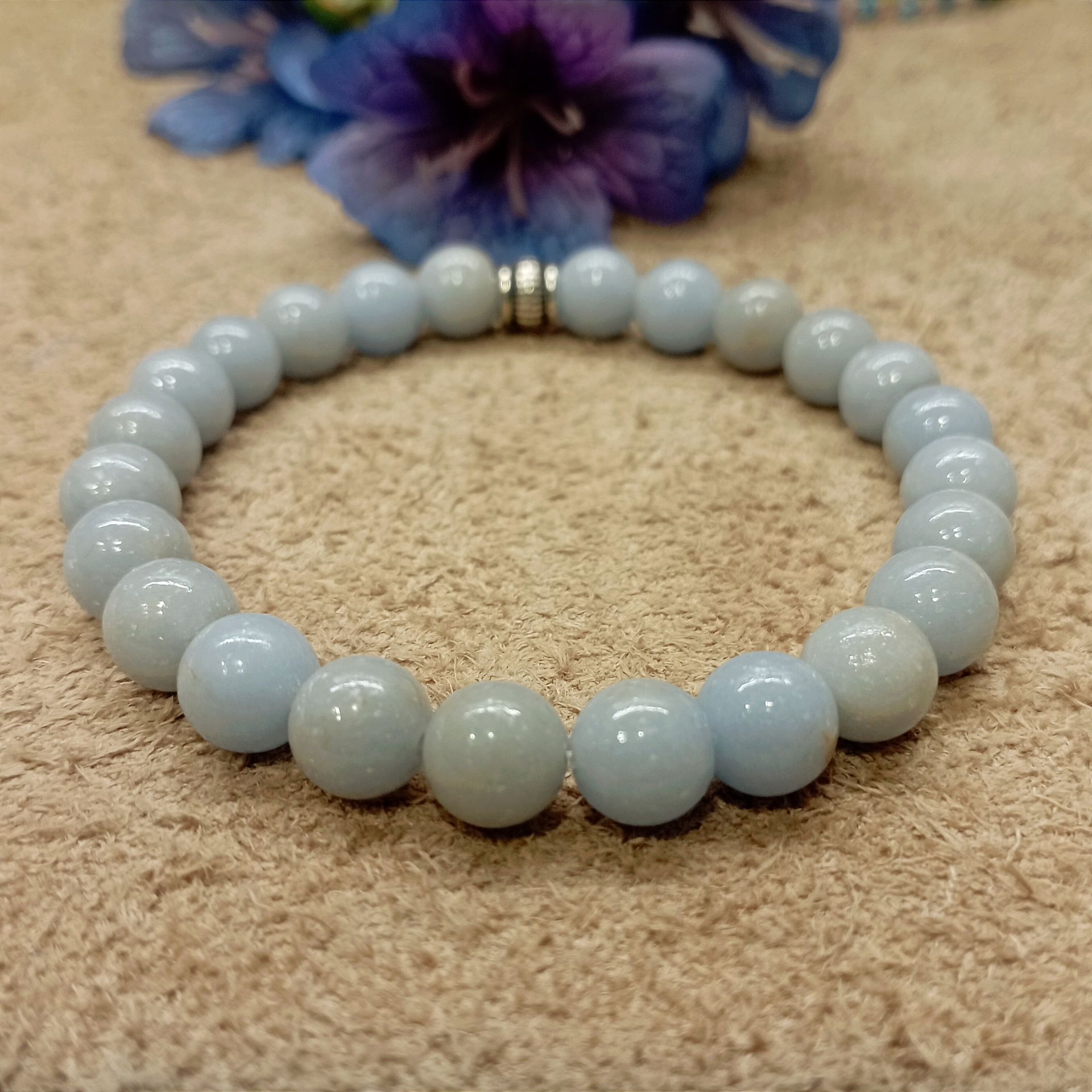 Anjelit (Angelit) Melek Taşı Doğal Taş Bileklik