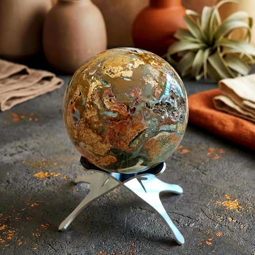Jasper Doğal Taş Küre (Standlı)