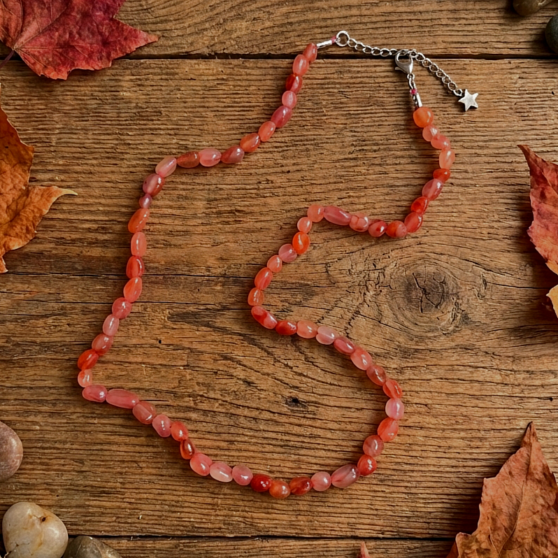 Akik Amorf Şekilsiz Doğal Taş Dizi Kolye