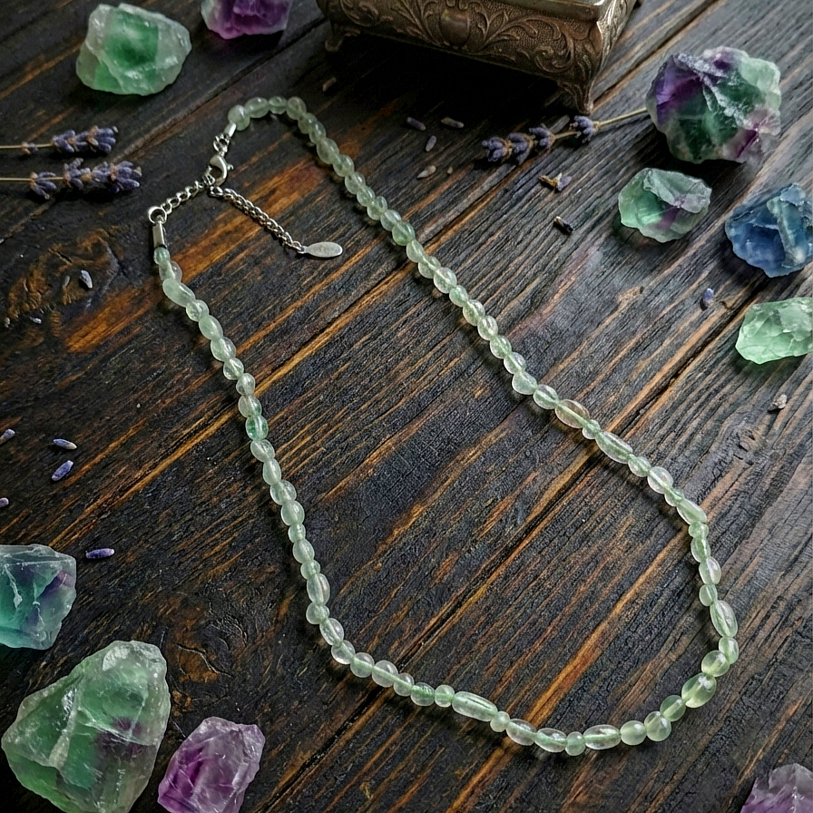 Florit Amorf Şekilsiz Doğal Taş Dizi Kolye