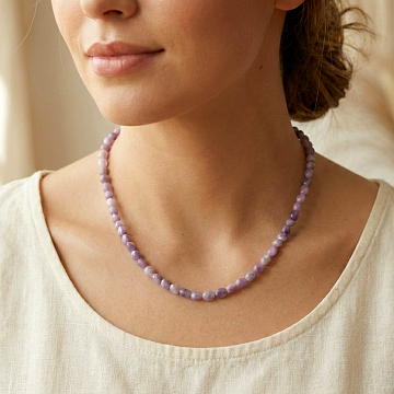 Lepidolit Amorf Şekilsiz Doğal Taş Dizi Kolye