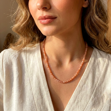 Güneş Taşı Amorf Şekilsiz Doğal Taş Dizi Kolye