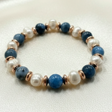 Apatit Doğal Taş Bileklik - İnci ve Hematit Detaylı Kadın Bileklik İlham ve Zarafet Temalı