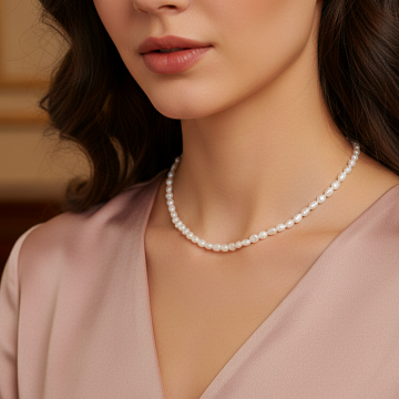 Arpa İnci Dizi Kolye - Çelik Aparatlı Kadın Kolye