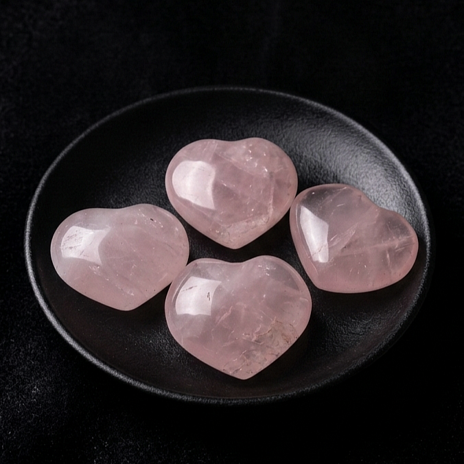 Pembe Kuvars Kütle - Kalp Formunda Doğal Taş