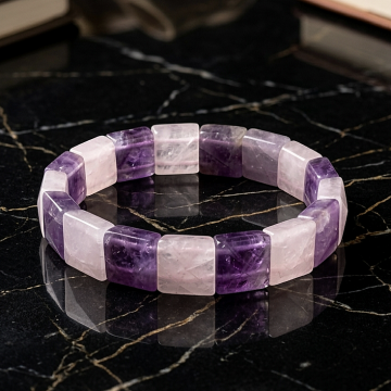 Pembe Kuvars, Ametist Doğal Taş Bileklik - Sevgi ve Pozitif Enerji Temalı
