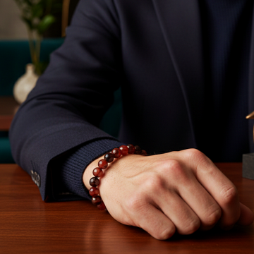 Madagaskar Akik Doğal Taş Bileklik - Nazar ve Uyum Temalı