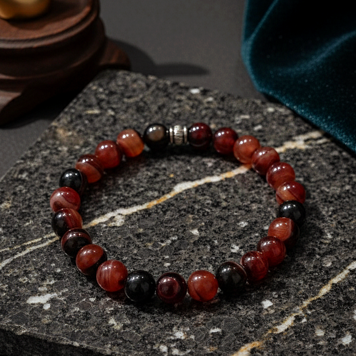 Madagaskar Akik Doğal Taş Bileklik - Nazar ve Uyum