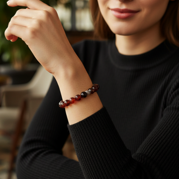 Madagaskar Akik Doğal Taş Bileklik - Nazar ve Uyum Temalı