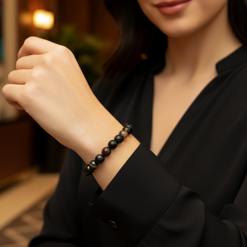 Faset Kesim Siyah Akik Doğal Taş Bileklik