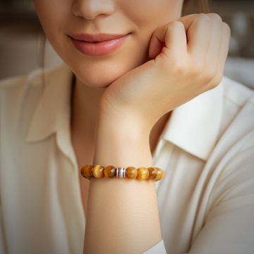 Sarı Kaplangözü Doğal Taş Bileklik