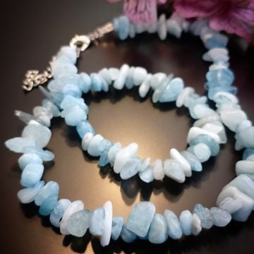 Akuamarin Ham Taş Dizi Kolye