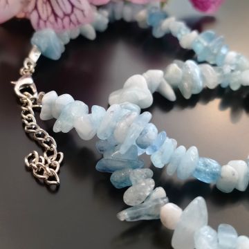 Akuamarin Ham Taş Dizi Kolye