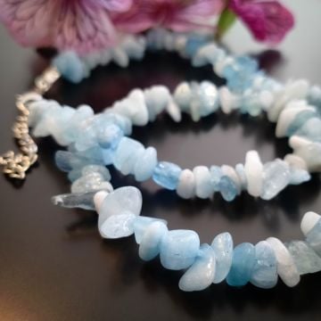 Akuamarin Ham Taş Dizi Kolye