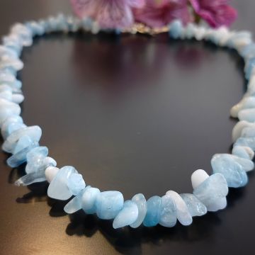 Akuamarin Ham Taş Dizi Kolye