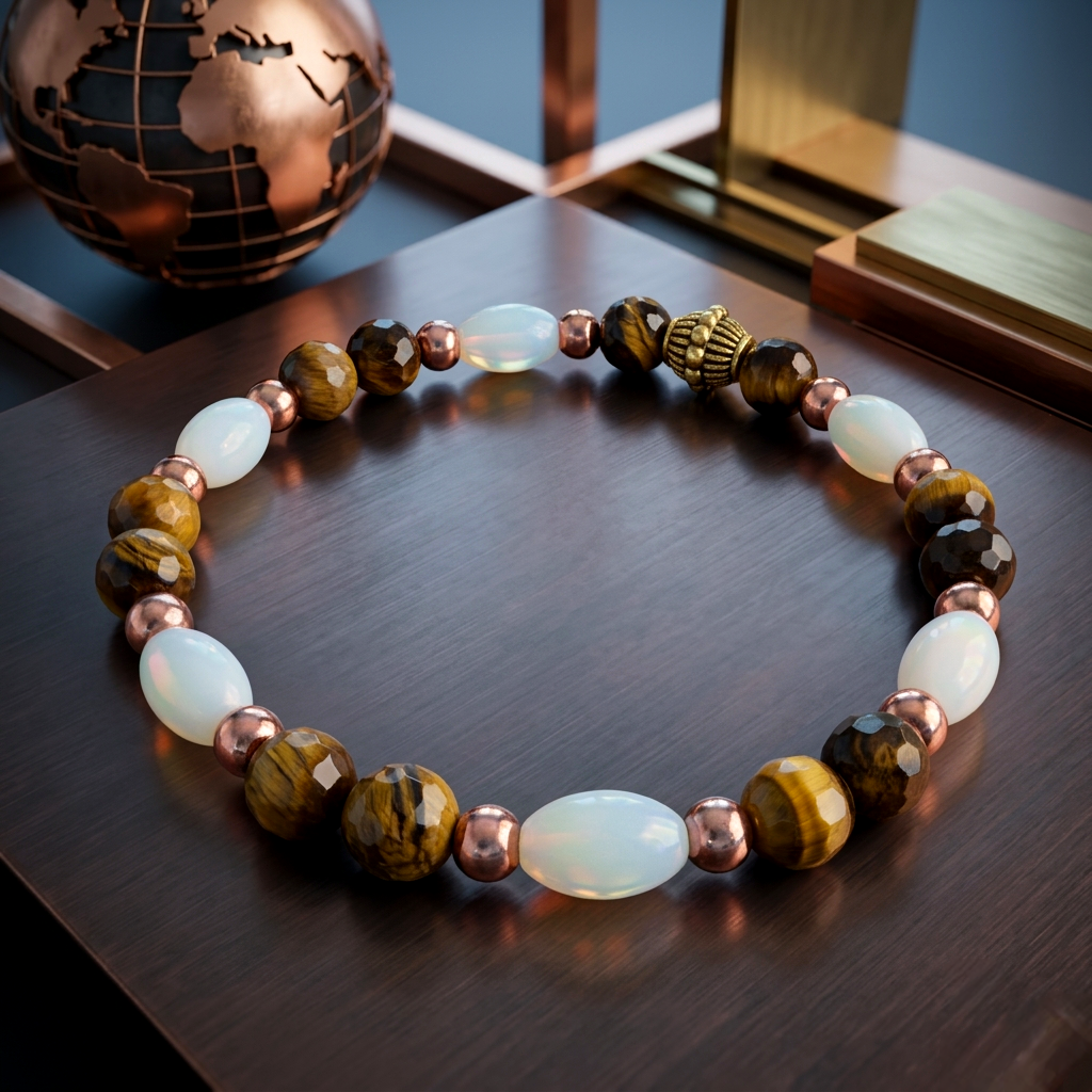 Kaplangözü, Sedef Doğal Taş Bileklik - Hematit Detaylı Bileklik Cesaret ve Güç Temalı